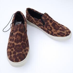 NEW Emergency Exit Cheetah Print Slip On Sneaker Shoes Size 8.5 Women Faux Fur